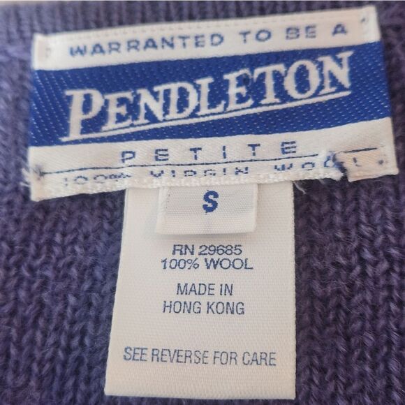 Vtg Pendleton SP SlateBlue Embroidered 100%VirginWool ButtonsUp Women’s Cardigan - Picture 4 of 7